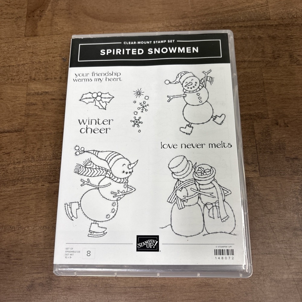 Stampin' Up! Spirited Snowman Stamp Set 148072 Clear Mount Set of 8